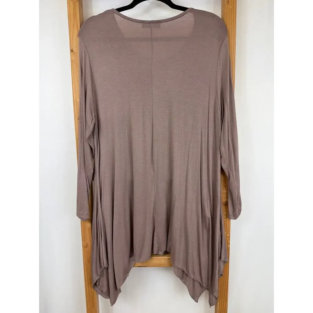 Sarah Santos Brown Long Sleeve Scoop Neck High Low Top Size NA Made in Italy